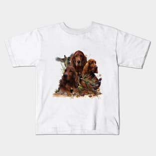 Irish Setters with Pheasants Kids T-Shirt